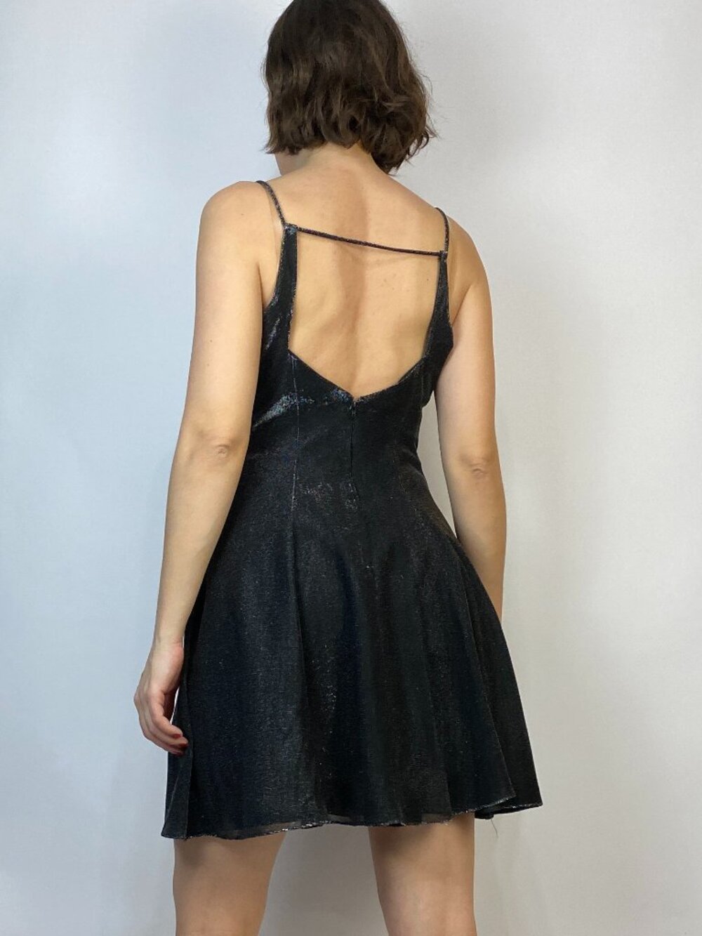 Vintage 1980s SILVER Metallic Open Back Dress! Medium - Picture 2 of 7
